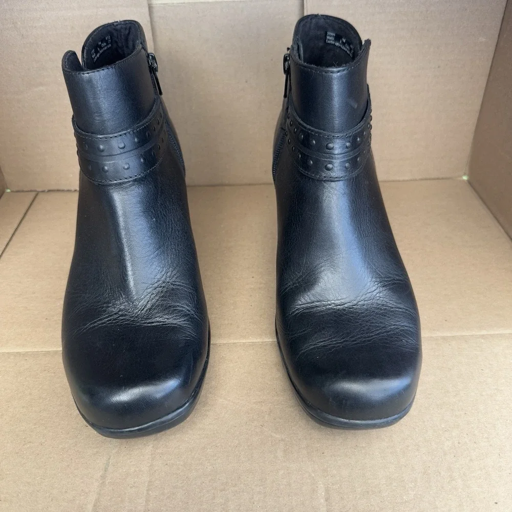 Clarks Bendables Dream Belle Womens Leather Ankle Booties Block Heel Zip